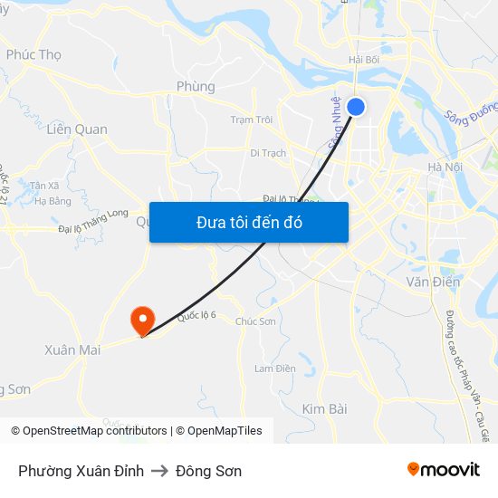 Phường Xuân Đỉnh to Đông Sơn map