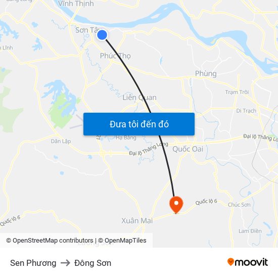 Sen Phương to Đông Sơn map