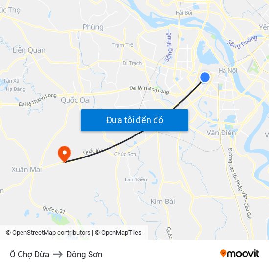 Ô Chợ Dừa to Đông Sơn map