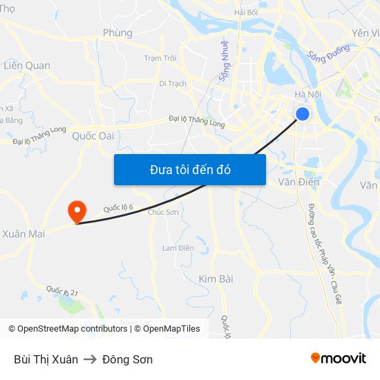 Bùi Thị Xuân to Đông Sơn map