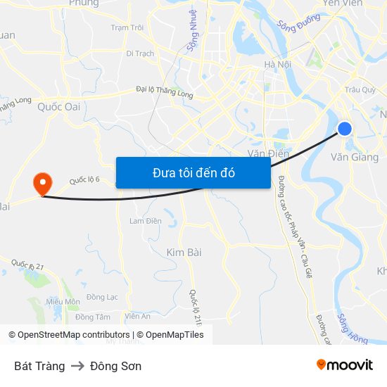Bát Tràng to Đông Sơn map