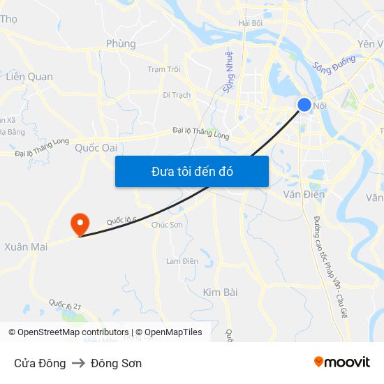 Cửa Đông to Đông Sơn map