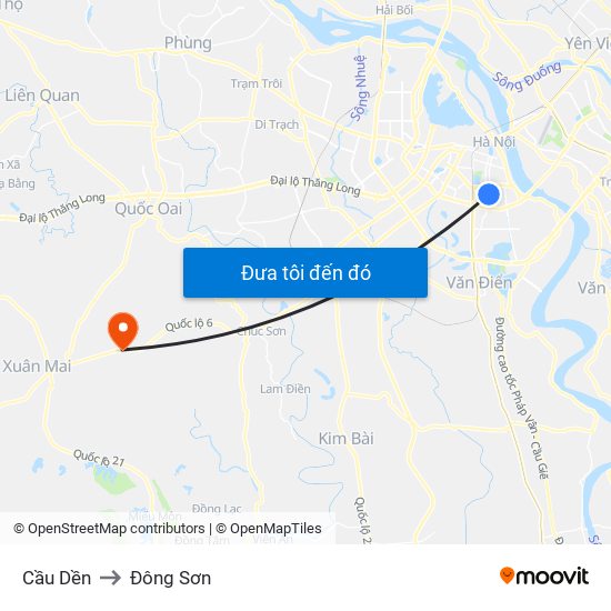 Cầu Dền to Đông Sơn map