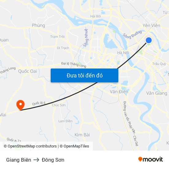 Giang Biên to Đông Sơn map