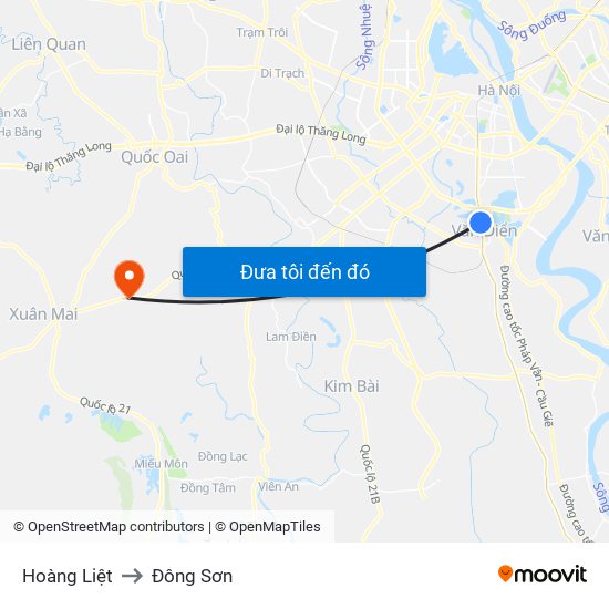 Hoàng Liệt to Đông Sơn map