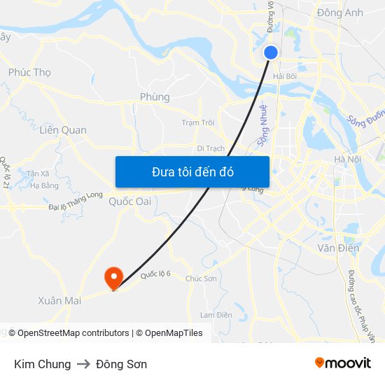 Kim Chung to Đông Sơn map