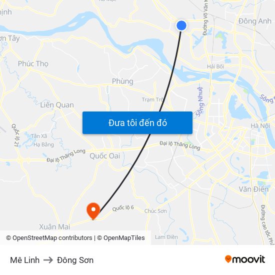 Mê Linh to Đông Sơn map