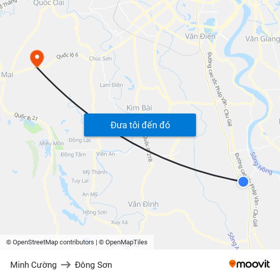 Minh Cường to Đông Sơn map