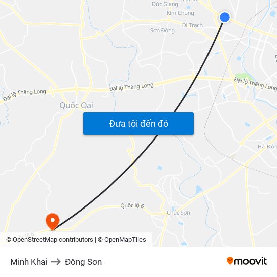 Minh Khai to Đông Sơn map
