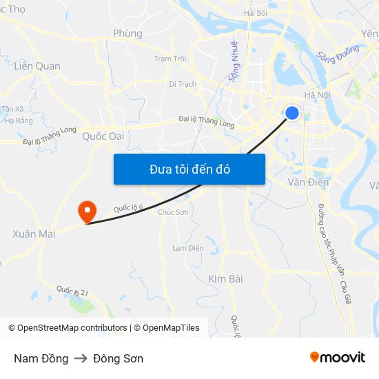 Nam Đồng to Đông Sơn map