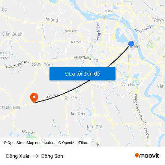 Đồng Xuân to Đông Sơn map