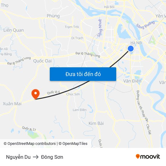 Nguyễn Du to Đông Sơn map