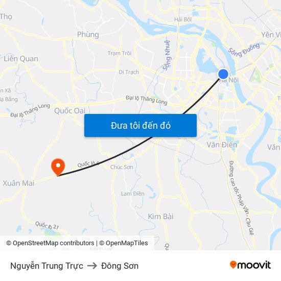 Nguyễn Trung Trực to Đông Sơn map