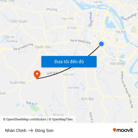 Nhân Chính to Đông Sơn map