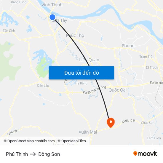 Phú Thịnh to Đông Sơn map