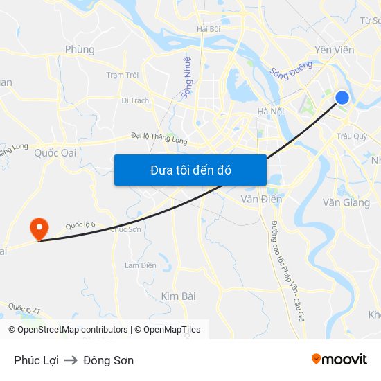 Phúc Lợi to Đông Sơn map