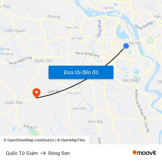 Quốc Tử Giám to Đông Sơn map