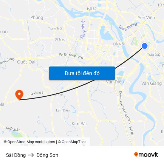 Sài Đồng to Đông Sơn map