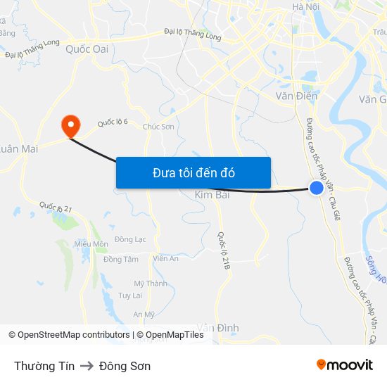 Thường Tín to Đông Sơn map
