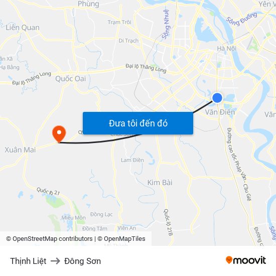 Thịnh Liệt to Đông Sơn map
