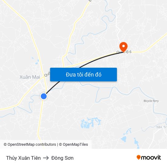 Thủy Xuân Tiên to Đông Sơn map