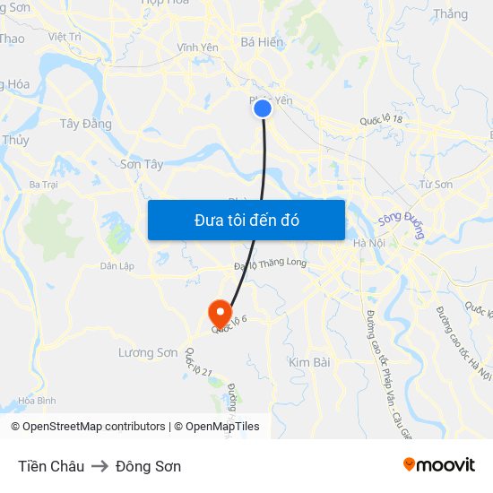 Tiền Châu to Đông Sơn map