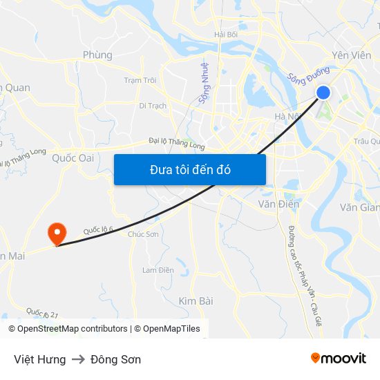 Việt Hưng to Đông Sơn map