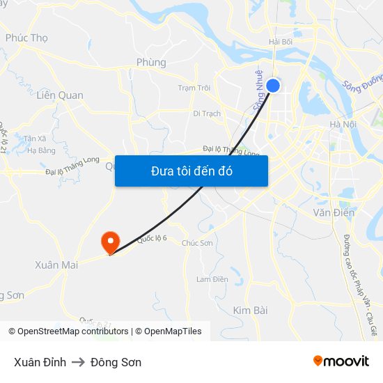 Xuân Đỉnh to Đông Sơn map