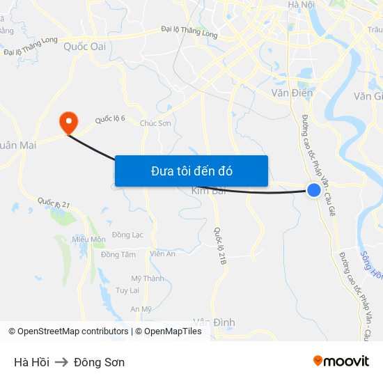 Hà Hồi to Đông Sơn map