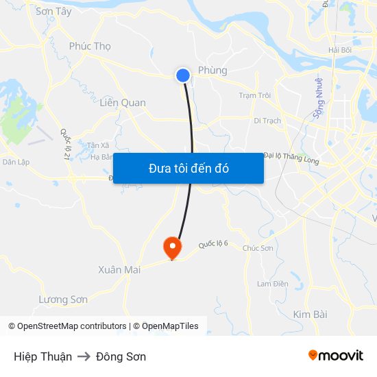 Hiệp Thuận to Đông Sơn map