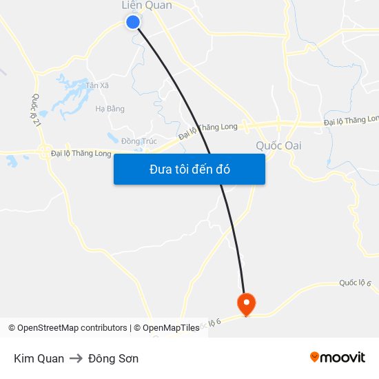 Kim Quan to Đông Sơn map