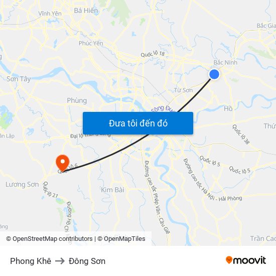 Phong Khê to Đông Sơn map