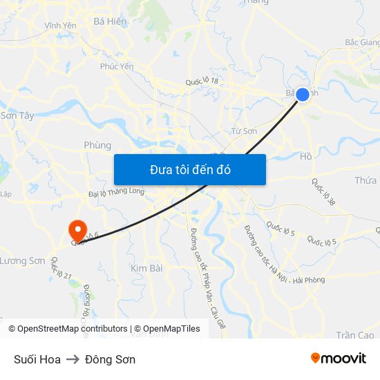 Suối Hoa to Đông Sơn map