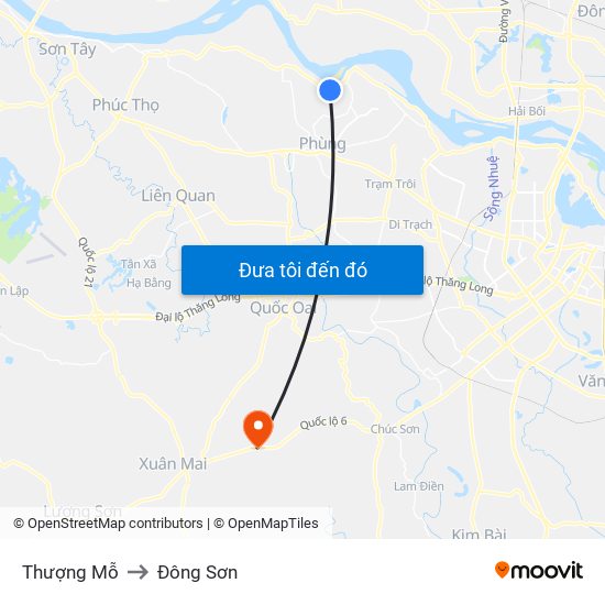 Thượng Mỗ to Đông Sơn map