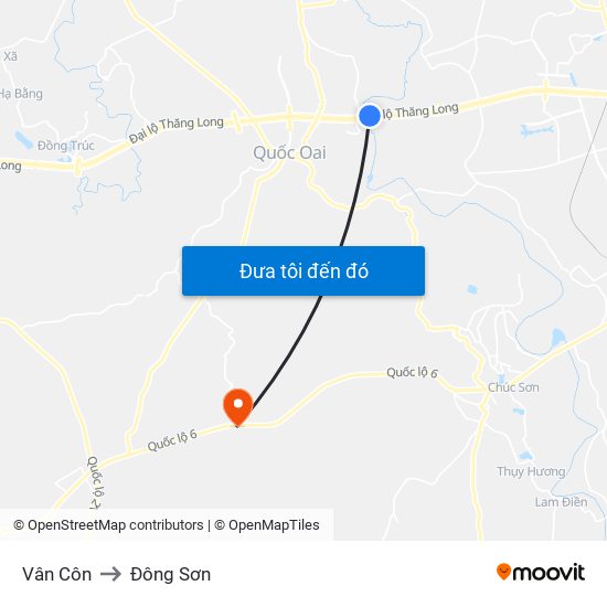 Vân Côn to Đông Sơn map