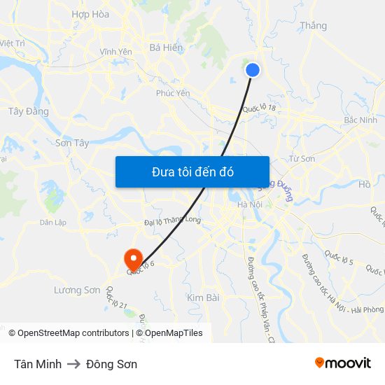 Tân Minh to Đông Sơn map
