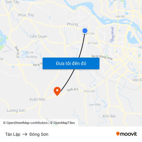 Tân Lập to Đông Sơn map