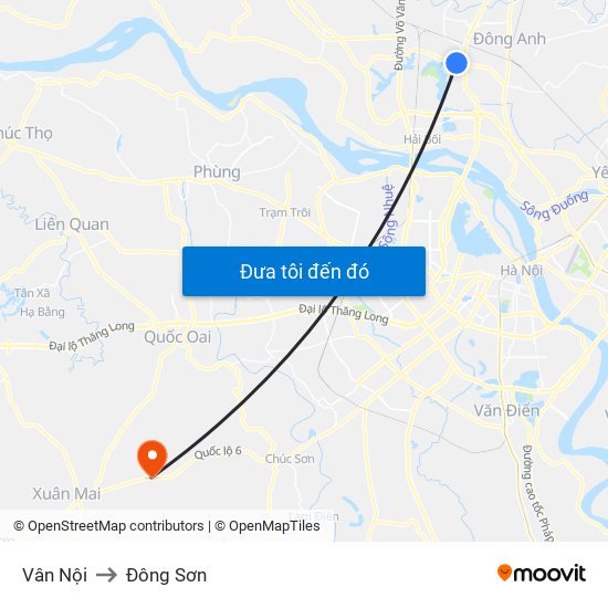 Vân Nội to Đông Sơn map