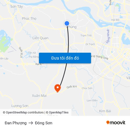 Đan Phượng to Đông Sơn map