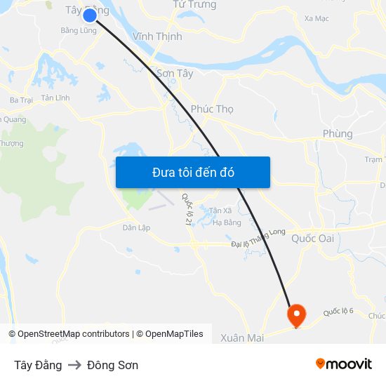 Tây Đằng to Đông Sơn map