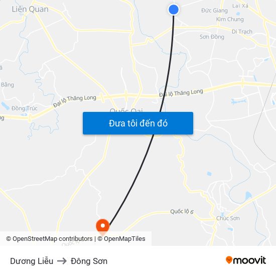 Dương Liễu to Đông Sơn map