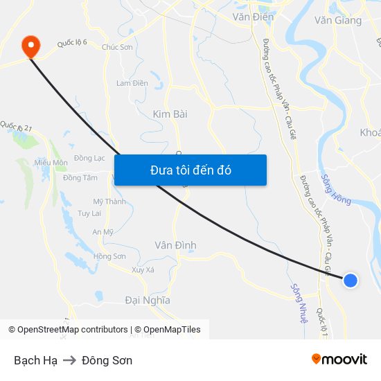 Bạch Hạ to Đông Sơn map