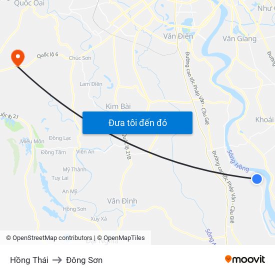 Hồng Thái to Đông Sơn map