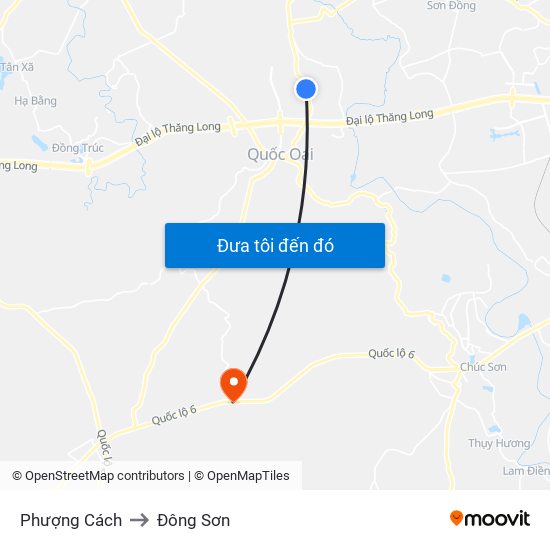 Phượng Cách to Đông Sơn map