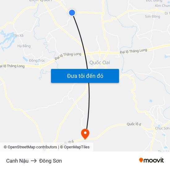 Canh Nậu to Đông Sơn map