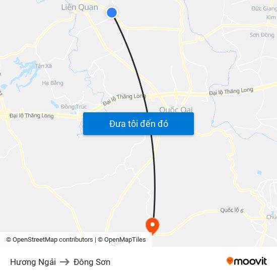 Hương Ngải to Đông Sơn map