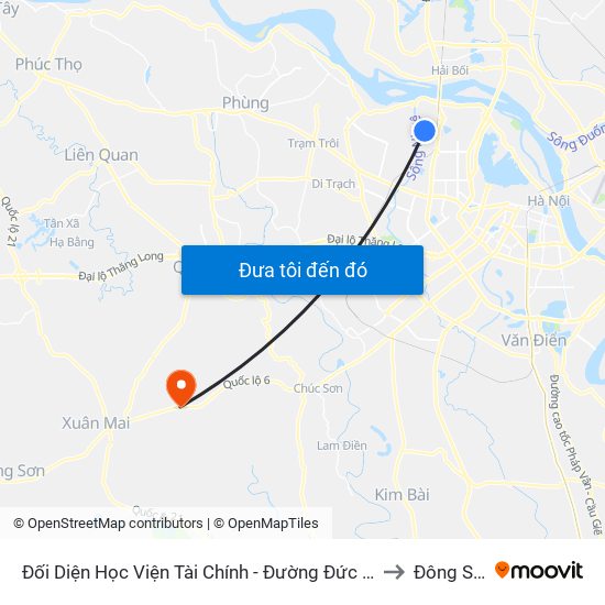 Đối Diện Học Viện Tài Chính - Đường Đức Thắng to Đông Sơn map