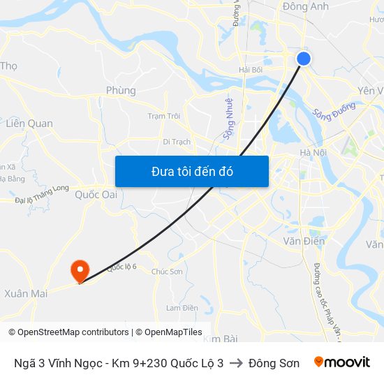 Ngã 3 Vĩnh Ngọc - Km 9+230 Quốc Lộ 3 to Đông Sơn map