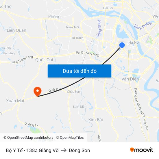 Bộ Y Tế - 138a Giảng Võ to Đông Sơn map
