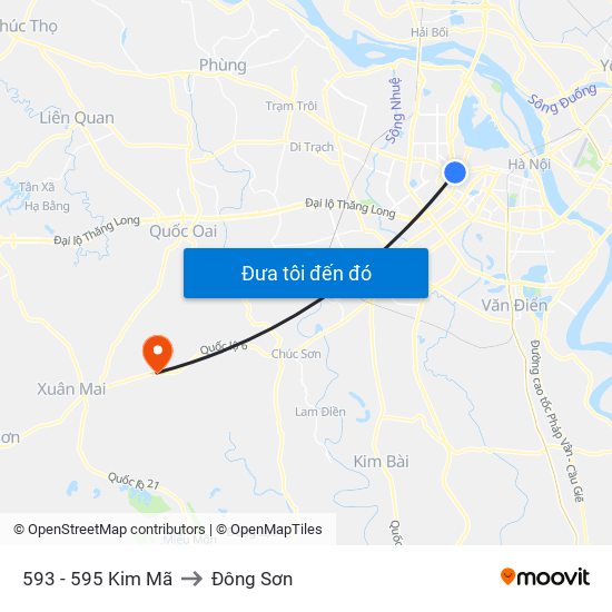 593 - 595 Kim Mã to Đông Sơn map